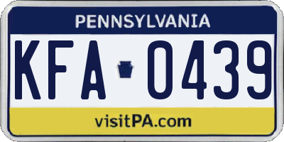 PA license plate KFA0439