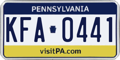PA license plate KFA0441