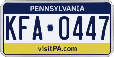 PA license plate KFA0447