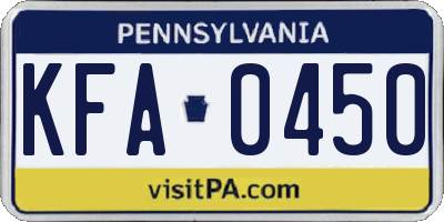 PA license plate KFA0450