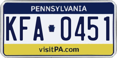 PA license plate KFA0451