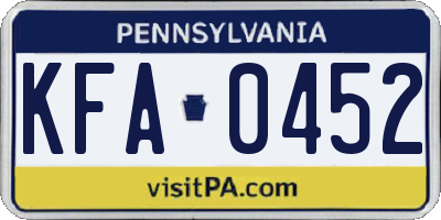PA license plate KFA0452