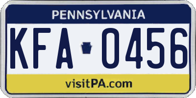 PA license plate KFA0456