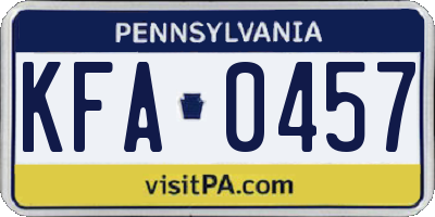 PA license plate KFA0457