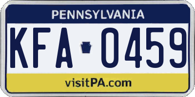 PA license plate KFA0459