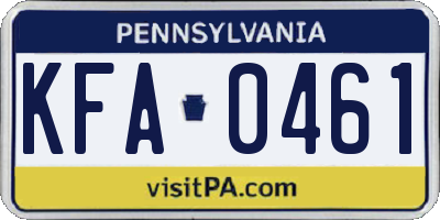 PA license plate KFA0461