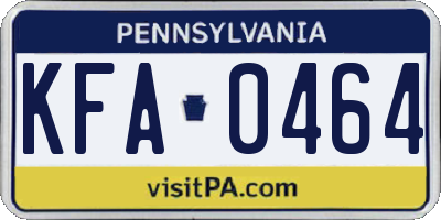 PA license plate KFA0464