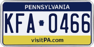 PA license plate KFA0466