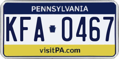 PA license plate KFA0467