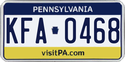 PA license plate KFA0468