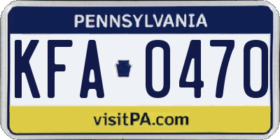 PA license plate KFA0470