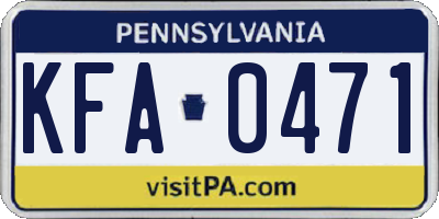 PA license plate KFA0471