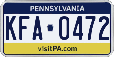 PA license plate KFA0472