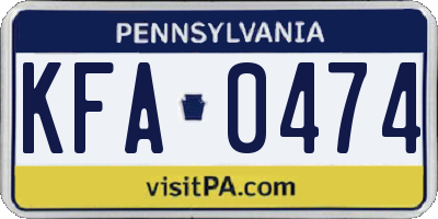 PA license plate KFA0474