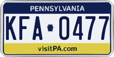 PA license plate KFA0477