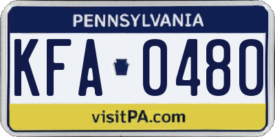 PA license plate KFA0480