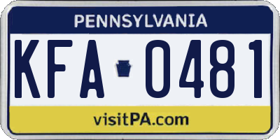 PA license plate KFA0481