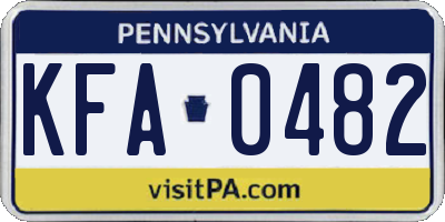PA license plate KFA0482