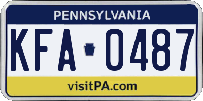 PA license plate KFA0487