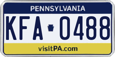PA license plate KFA0488