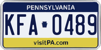 PA license plate KFA0489