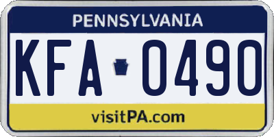 PA license plate KFA0490