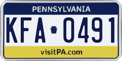 PA license plate KFA0491