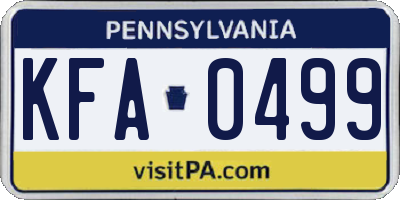 PA license plate KFA0499
