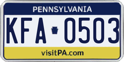 PA license plate KFA0503