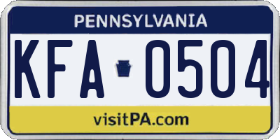PA license plate KFA0504