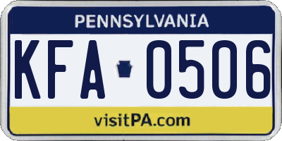 PA license plate KFA0506