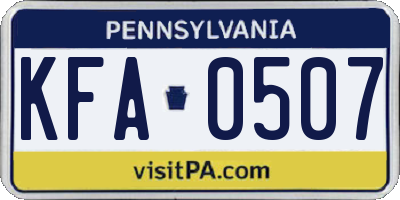 PA license plate KFA0507