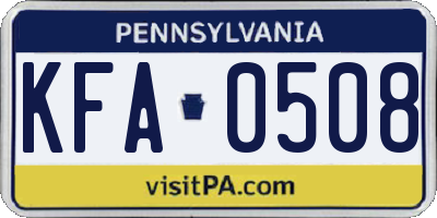 PA license plate KFA0508