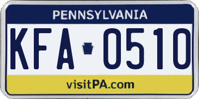 PA license plate KFA0510