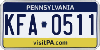 PA license plate KFA0511