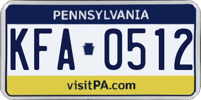 PA license plate KFA0512