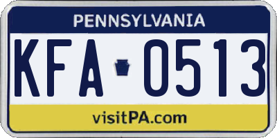 PA license plate KFA0513