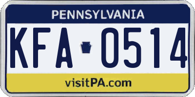 PA license plate KFA0514