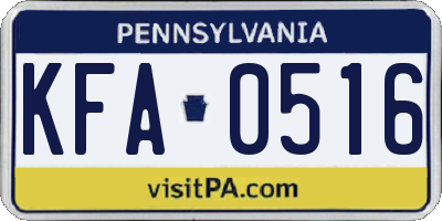 PA license plate KFA0516