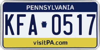 PA license plate KFA0517