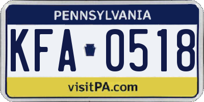 PA license plate KFA0518
