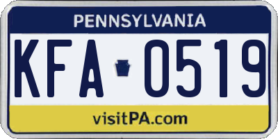 PA license plate KFA0519
