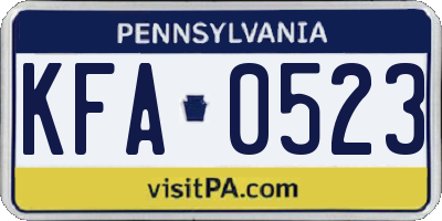 PA license plate KFA0523