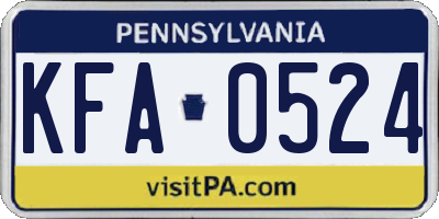 PA license plate KFA0524