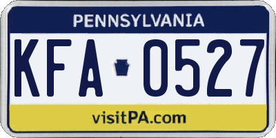 PA license plate KFA0527
