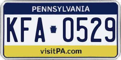PA license plate KFA0529