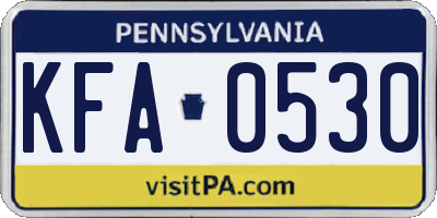 PA license plate KFA0530