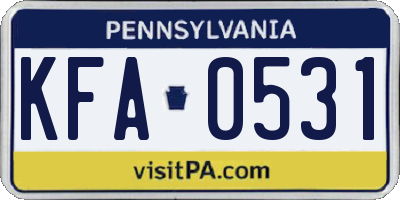 PA license plate KFA0531