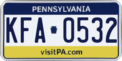 PA license plate KFA0532