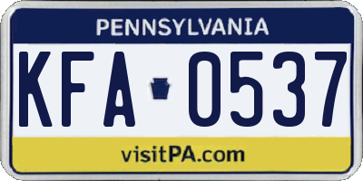 PA license plate KFA0537